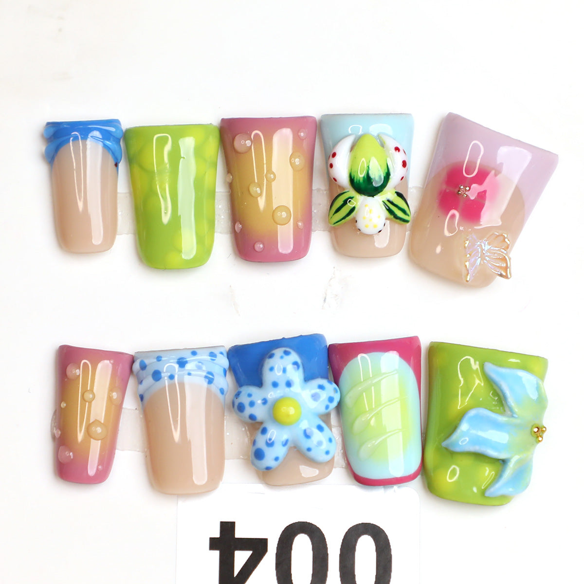 Bold Energy French Tip Handmade Press-On Nails Full-Cover Acrylic Set