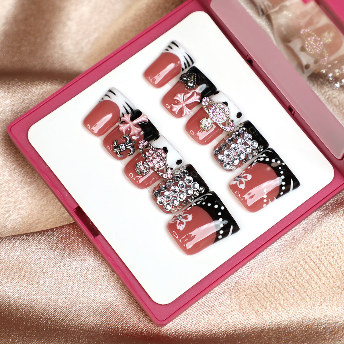 Gothic Elegance French Tip Handmade Press-On Nails Set