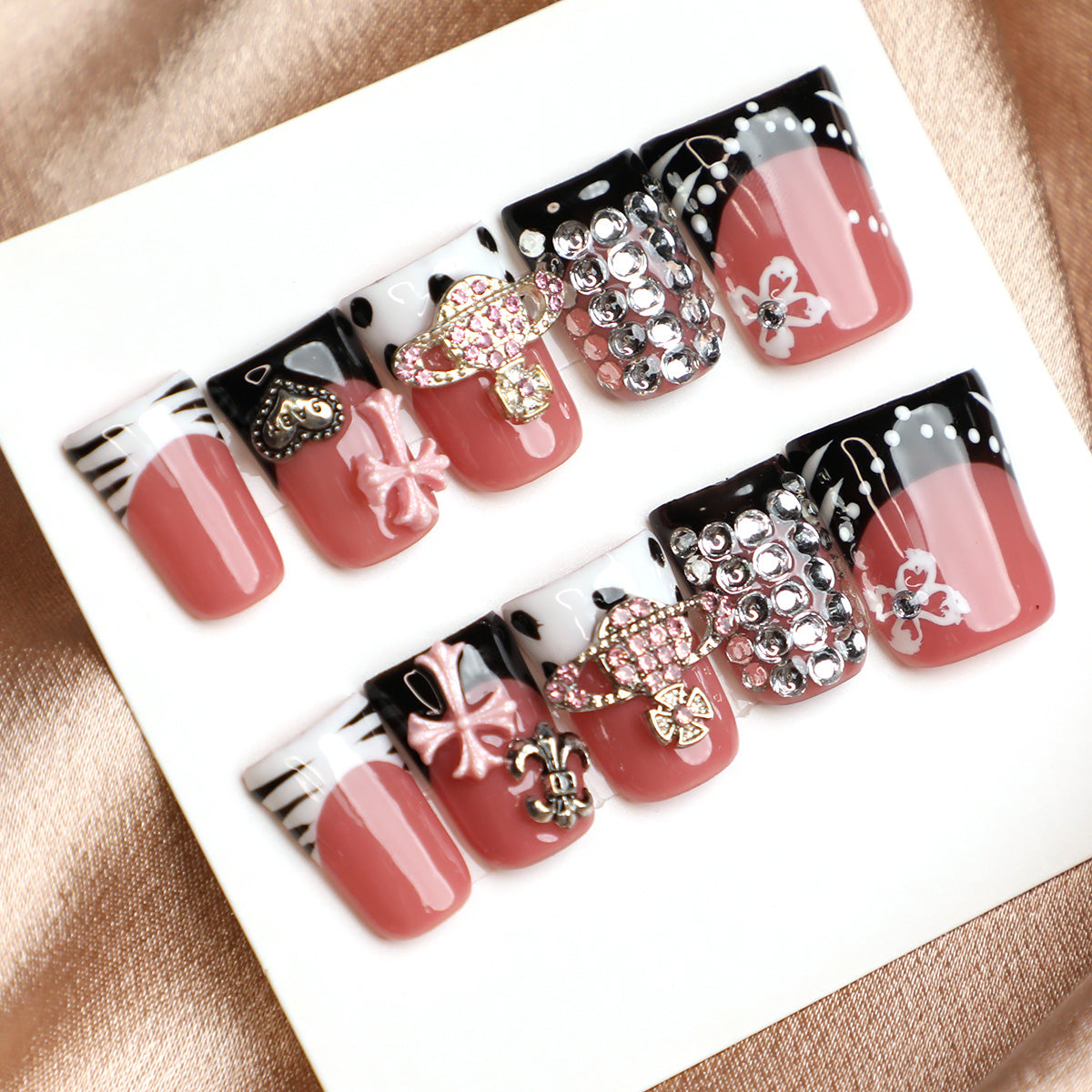 Gothic Elegance French Tip Handmade Press-On Nails Set