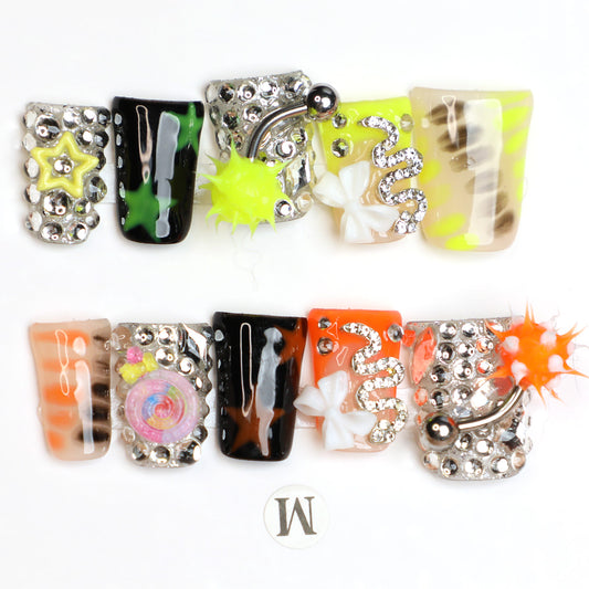Y2K Era Duck Handmade Press-On Nail Full-Cover Acrylic Set