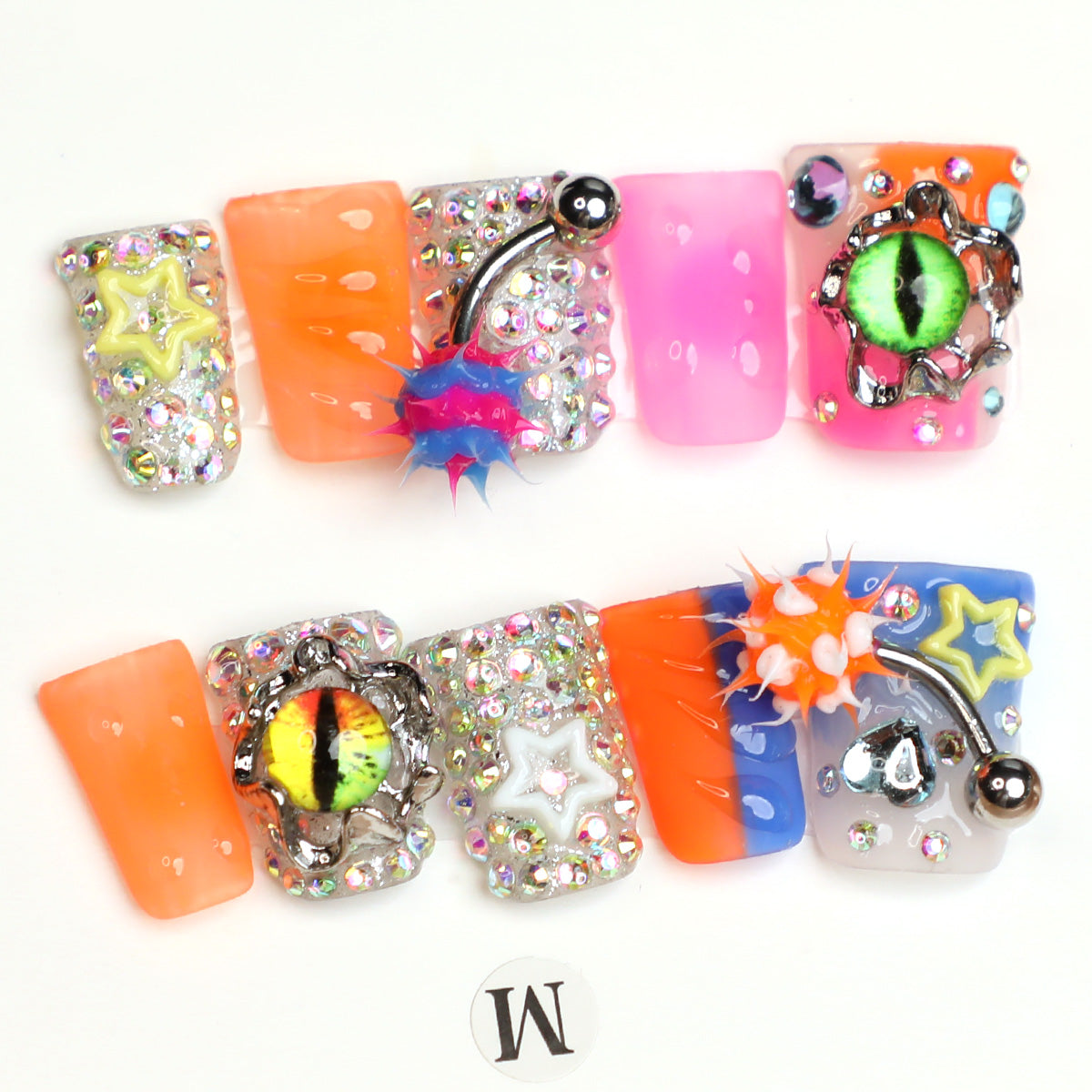 Y2K Forever Handmade Neon Press-On Nails Full-Cover Acrylic Reusable Nail Set