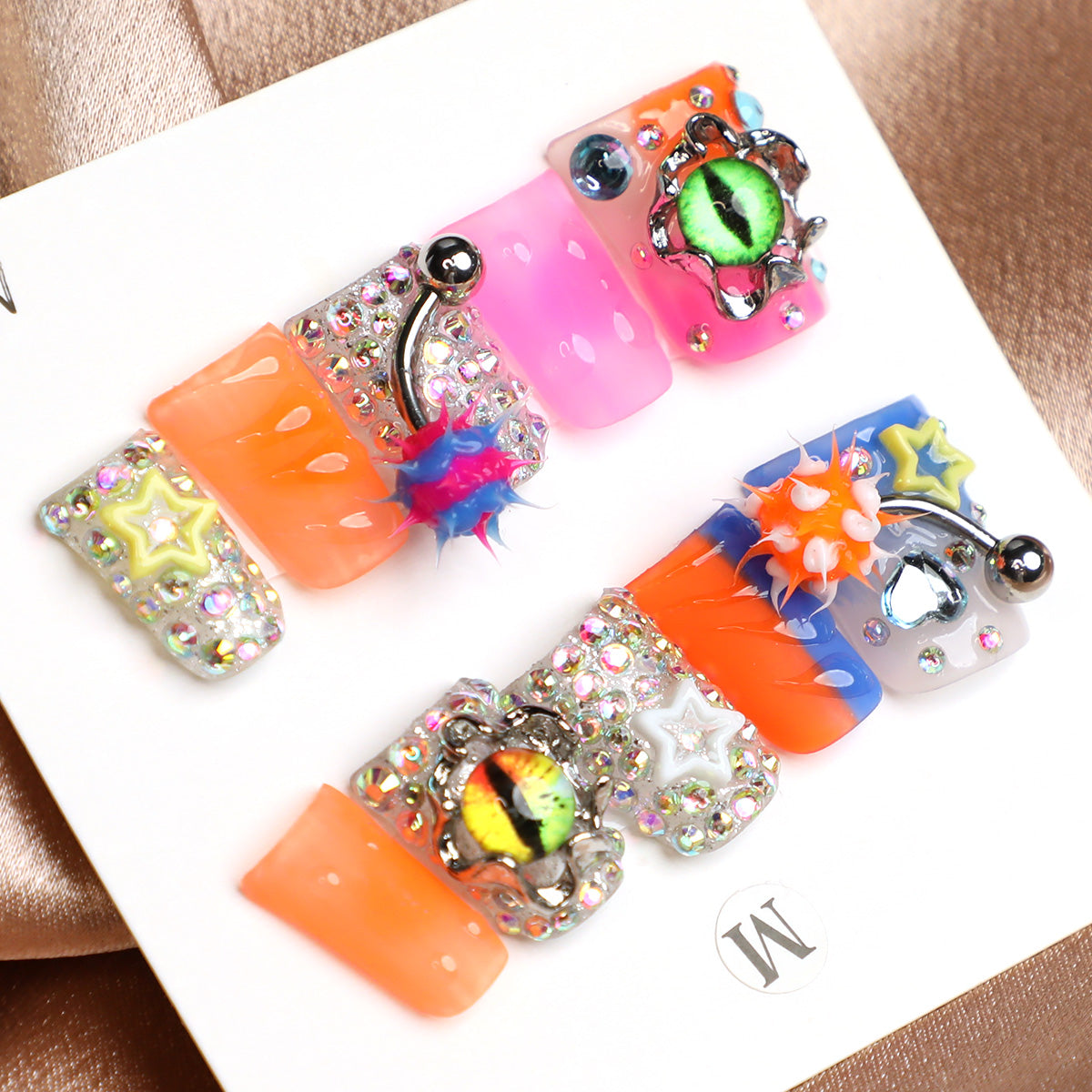 Y2K Forever Handmade Neon Press-On Nails Full-Cover Acrylic Reusable Nail Set