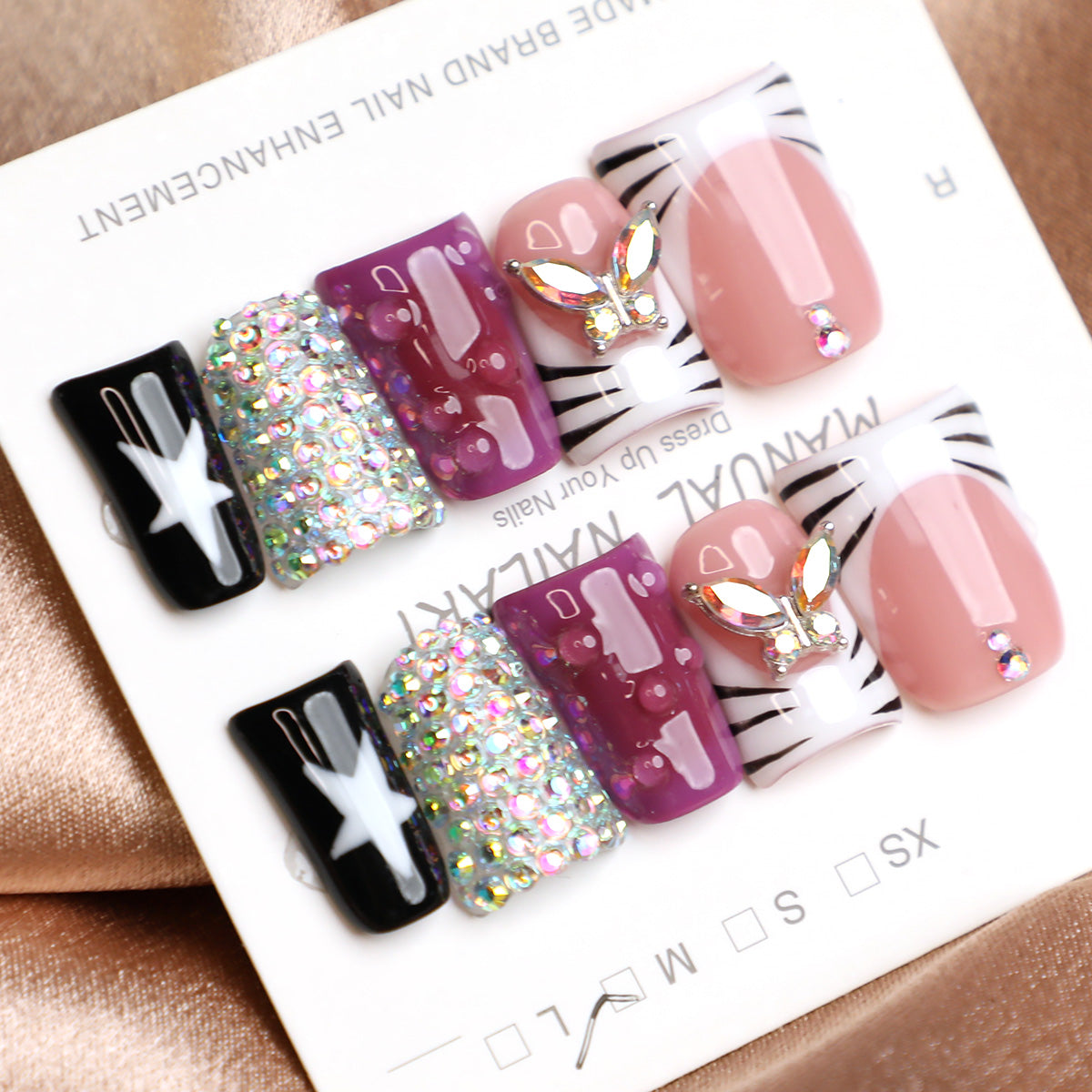 Y2K Core Handmade Press-On Nails Full-Cover Acrylic Reusable Nail Set