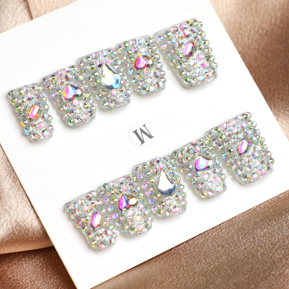 Crystal Glow Rhinestone Handmade Press-On Nail Acrylic Set