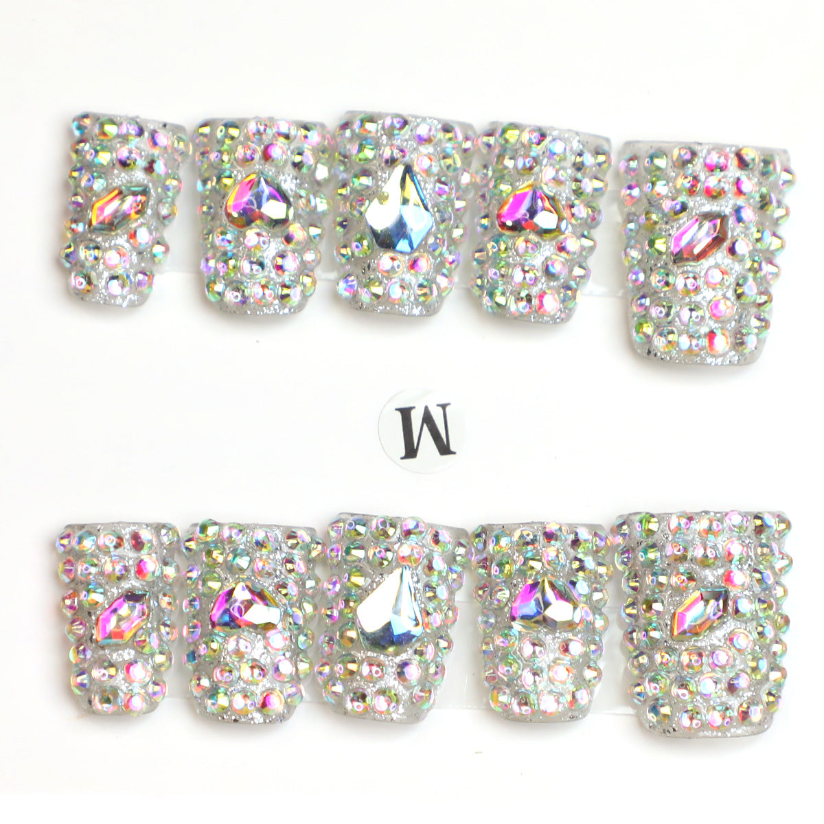 Crystal Glow Rhinestone Handmade Press-On Nail Acrylic Set