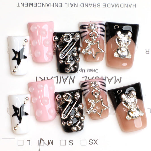 Y2K Aesthetic Handmade Press-On Nail Acrylic Set Reusable Nails