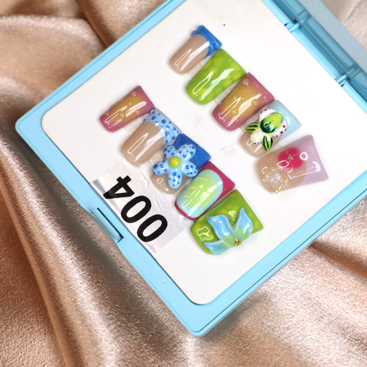 Bold Energy French Tip Handmade Press-On Nails Full-Cover Acrylic Set