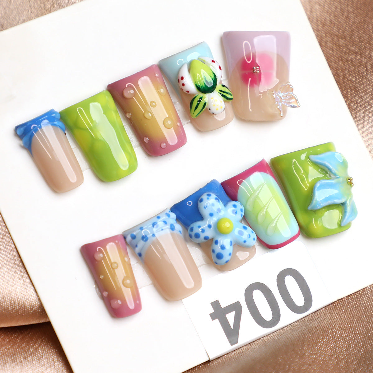 Bold Energy French Tip Handmade Press-On Nails Full-Cover Acrylic Set