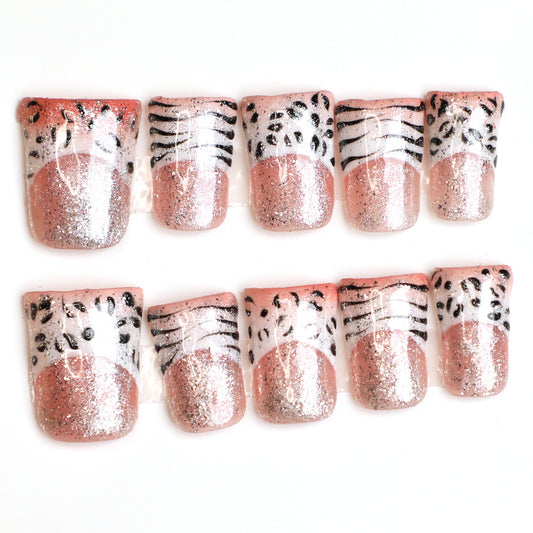 Pink Mood Today French Tip Handmade Press-On Nails Set For Daily Wear